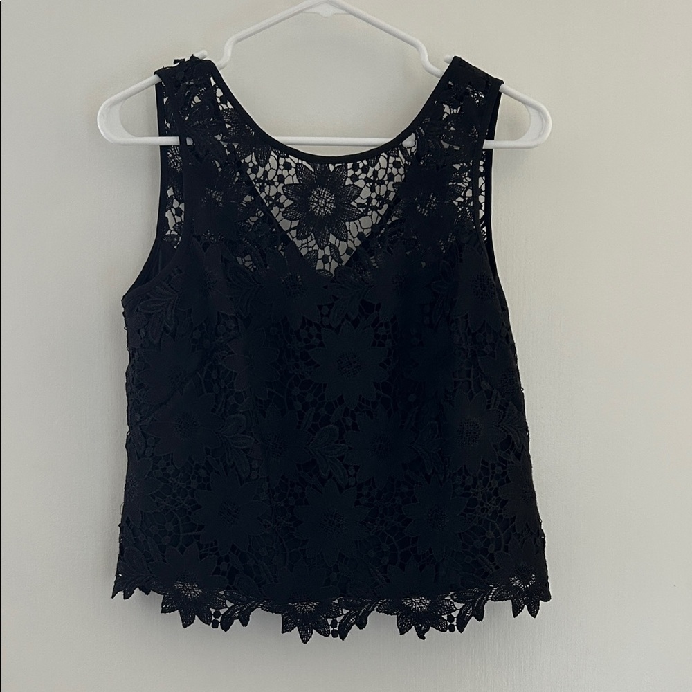 White House Black Market Sleeveless Black Lace Blouse